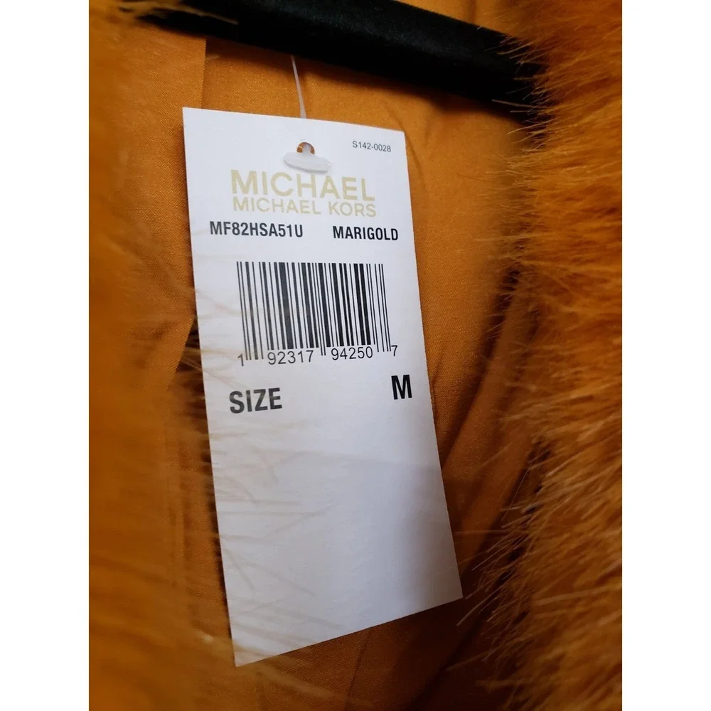 NEW Michael‎ Kors Faux Fur Selena Gomez Mabel's Orange Fur Jacket-Coat Mob Boss